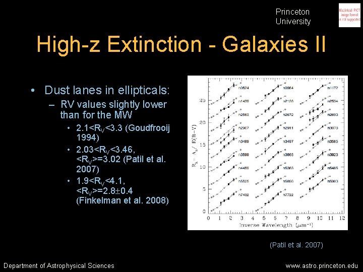 Princeton University High-z Extinction - Galaxies II • Dust lanes in ellipticals: – RV Princeton University High-z Extinction - Galaxies II • Dust lanes in ellipticals: – RV