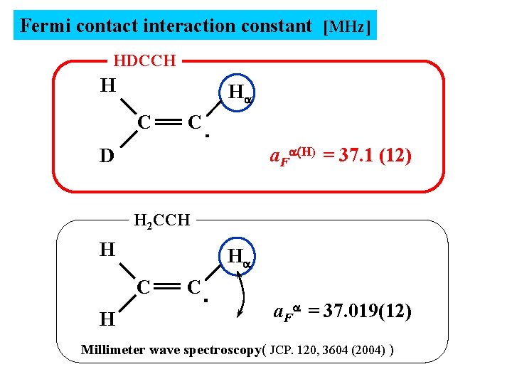 Fermi contact interaction constant [MHz] HDCCH H Ha C C ・ a. Fa(H) =