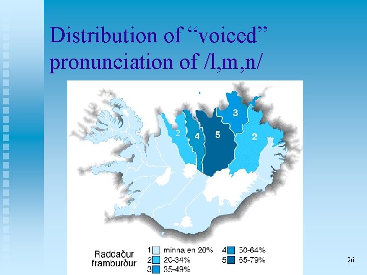 Distribution of “voiced” pronunciation of /l, m, n/ 26 
