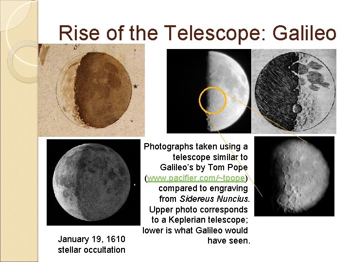 Rise of the Telescope: Galileo January 19, 1610 stellar occultation Photographs taken using a