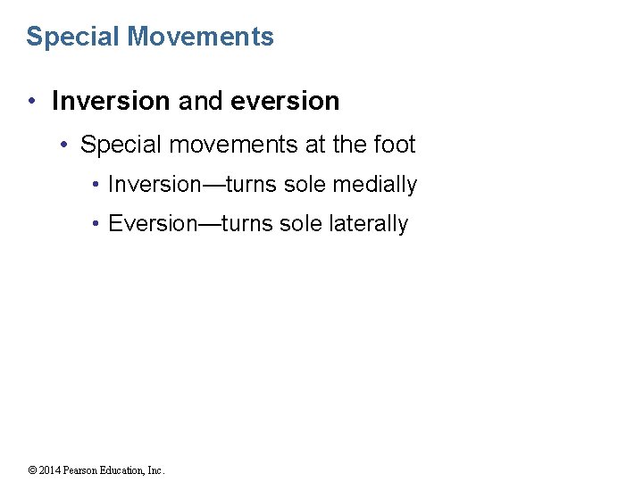 Special Movements • Inversion and eversion • Special movements at the foot • Inversion—turns