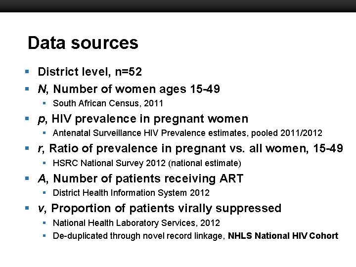 Data sources Boston University Slideshow Title Goes Here § District level, n=52 § N,