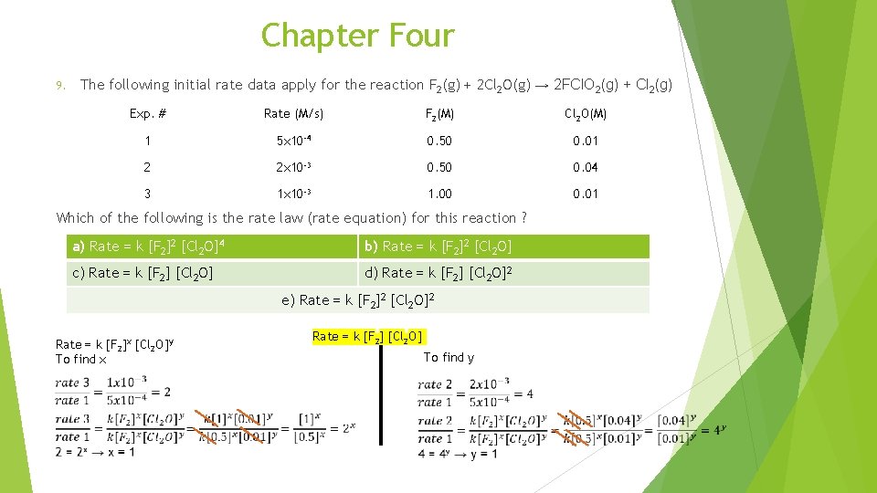 Chapter Four 9. The following initial rate data apply for the reaction F 2(g) Chapter Four 9. The following initial rate data apply for the reaction F 2(g)