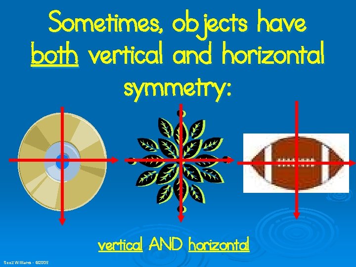 Sometimes, objects have both vertical and horizontal symmetry: vertical AND horizontal Sooz Williams -