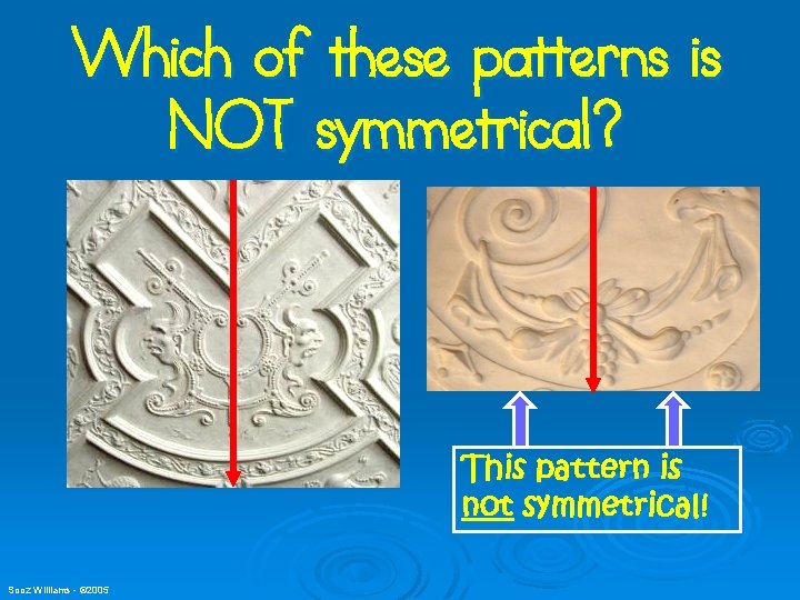 Which of these patterns is NOT symmetrical? This pattern is not symmetrical! Sooz Williams