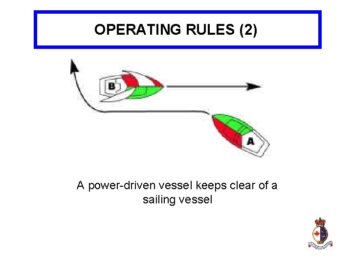 OPERATING RULES (2) A power-driven vessel keeps clear of a sailing vessel 
