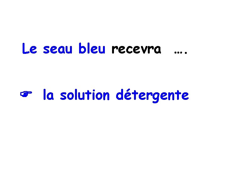 Le seau bleu recevra …. la solution détergente 