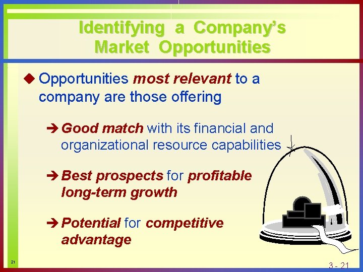 Identifying a Company’s Market Opportunities u Opportunities most relevant to a company are those