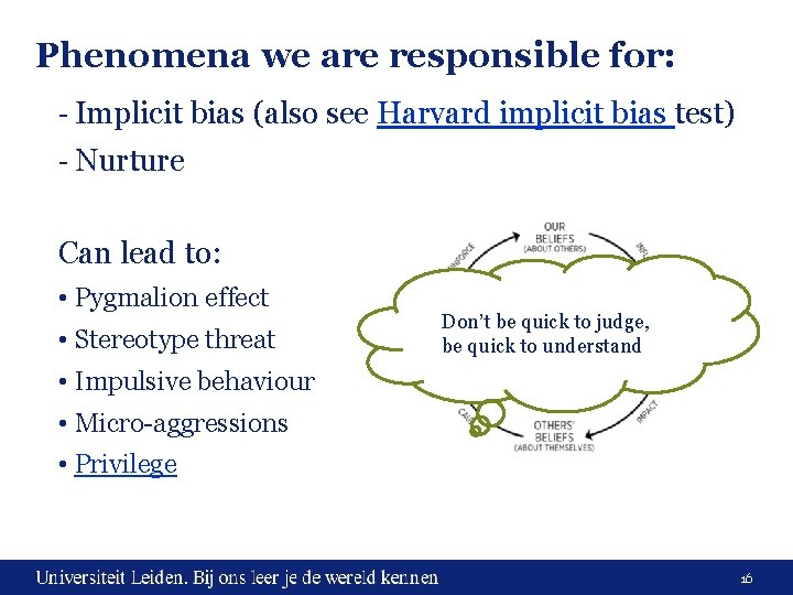 Phenomena we are responsible for: - Implicit bias (also see Harvard implicit bias test) Phenomena we are responsible for: - Implicit bias (also see Harvard implicit bias test)