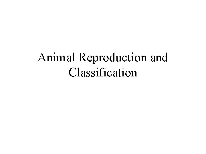 Animal Reproduction and Classification 