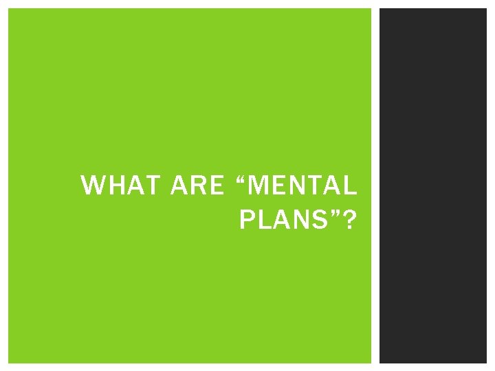 WHAT ARE “MENTAL PLANS”? 