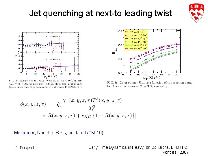 Jet quenching at next-to leading twist (Majumder, Nonaka, Bass, nucl-th/0703019) J. Ruppert Early Time
