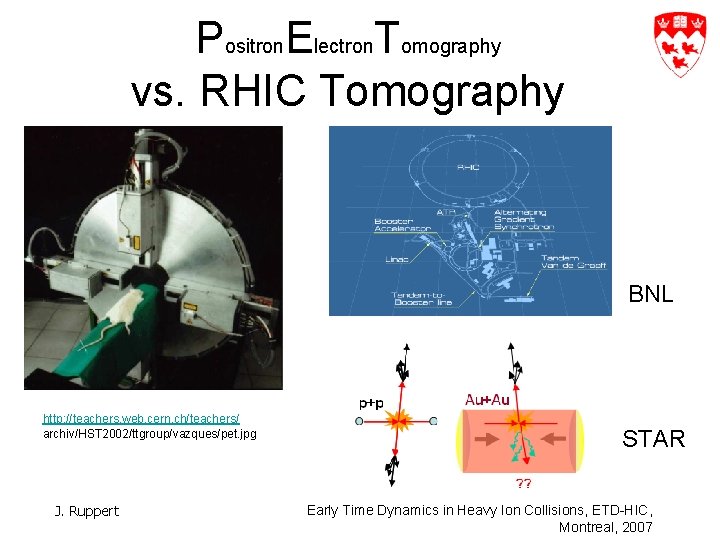 Positron. Electron. Tomography vs. RHIC Tomography BNL http: //teachers. web. cern. ch/teachers/ archiv/HST 2002/ttgroup/vazques/pet.