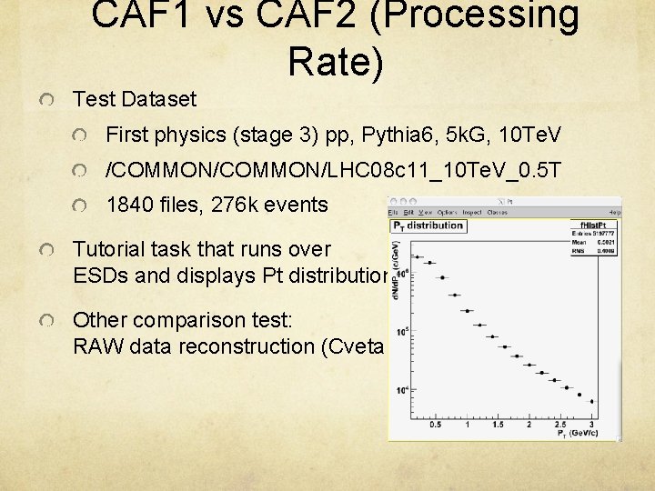 New CERN CAF facility parameters usage statistics user