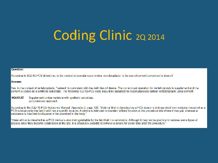 Coding Clinic 2 Q 2014 