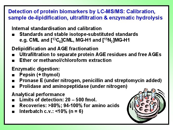 Detection of protein biomarkers by LC-MS/MS: Calibration, sample de-lipidification, ultrafiltration & enzymatic hydrolysis Internal