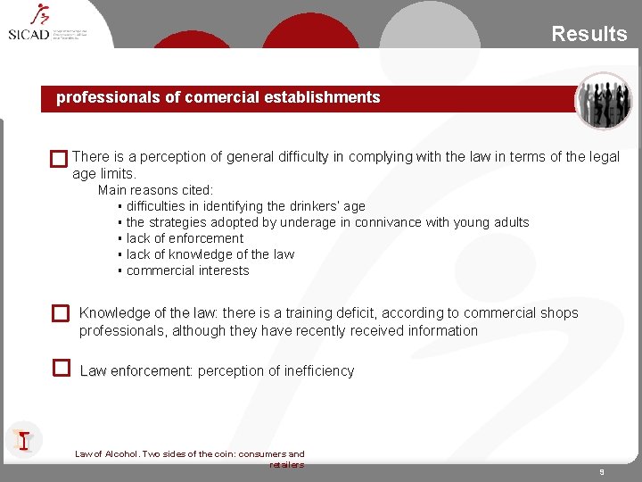 Results professionals of comercial establishments There is a perception of general difficulty in complying