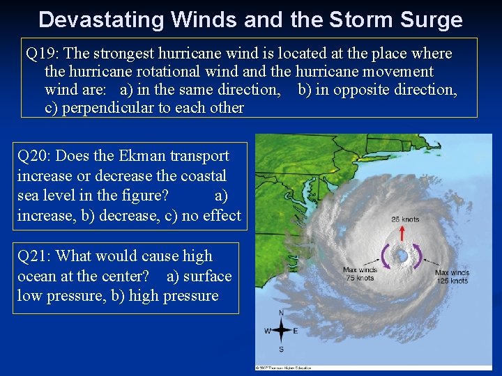 Devastating Winds and the Storm Surge Q 19: The strongest hurricane wind is located