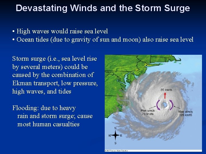 Devastating Winds and the Storm Surge • High waves would raise sea level •