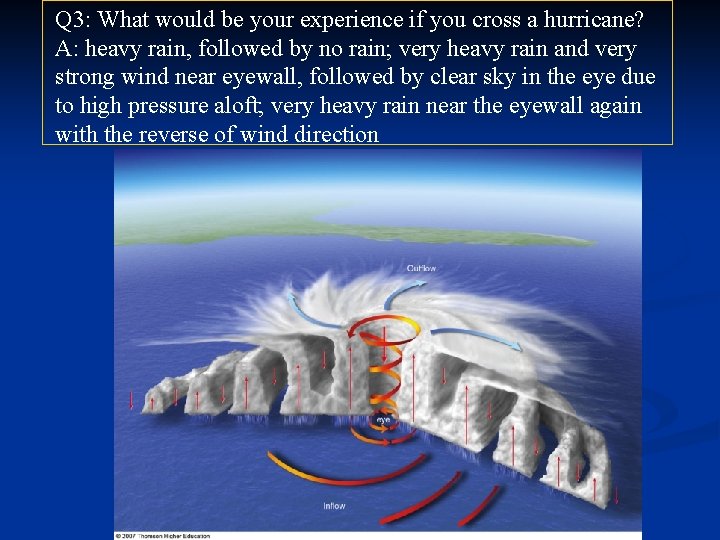 Q 3: What would be your experience if you cross a hurricane? A: heavy