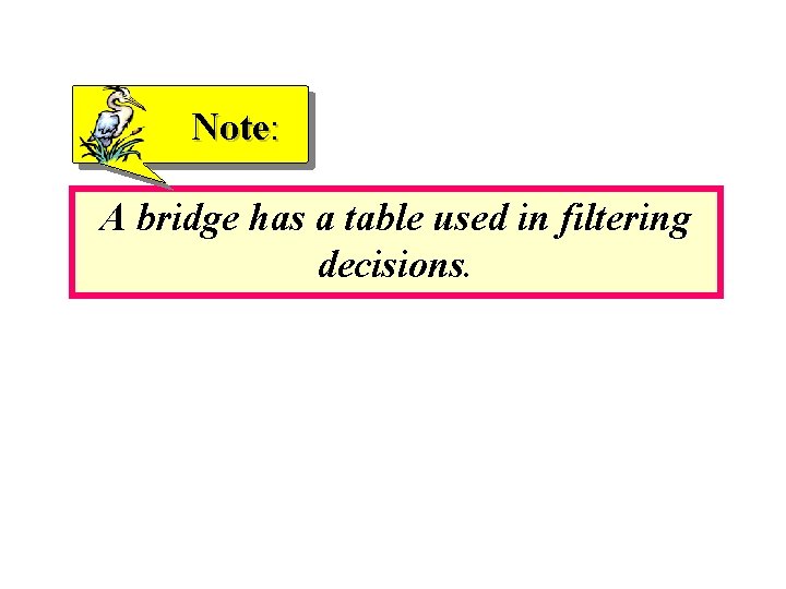Note: A bridge has a table used in filtering decisions. 