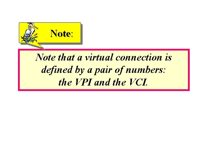 Note: Note that a virtual connection is defined by a pair of numbers: the