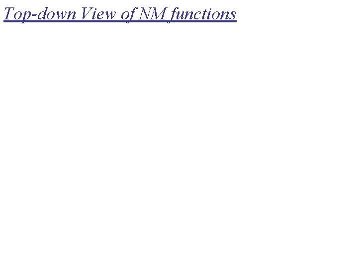 Top-down View of NM functions 
