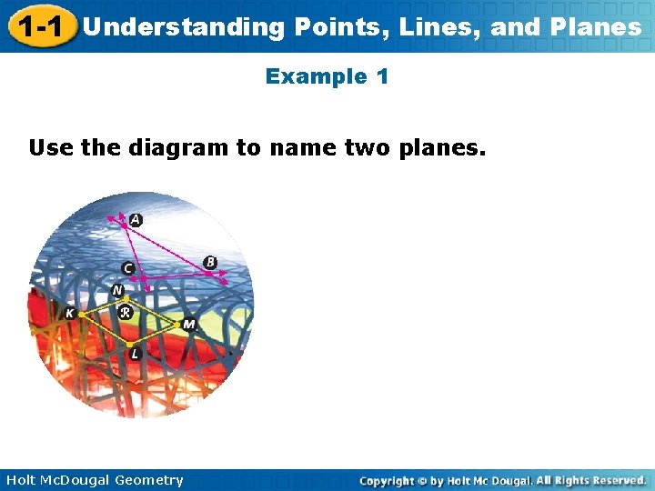 1 -1 Understanding Points, Lines, and Planes Example 1 Use the diagram to name