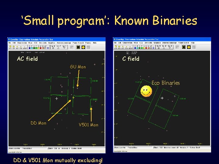 ‘Small program’: Known Binaries AC field GU Mon Eco Binaries + DD Mon V