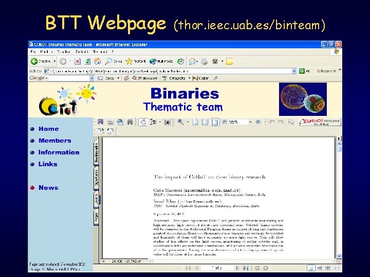 BTT Webpage (thor. ieec. uab. es/binteam) 