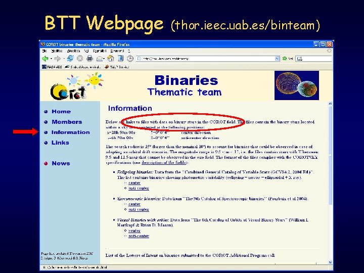 BTT Webpage (thor. ieec. uab. es/binteam) 