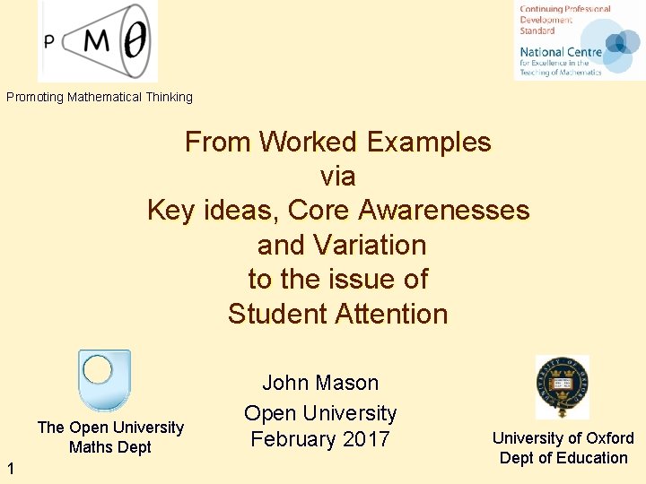 Promoting Mathematical Thinking From Worked Examples via Key ideas, Core Awarenesses and Variation to