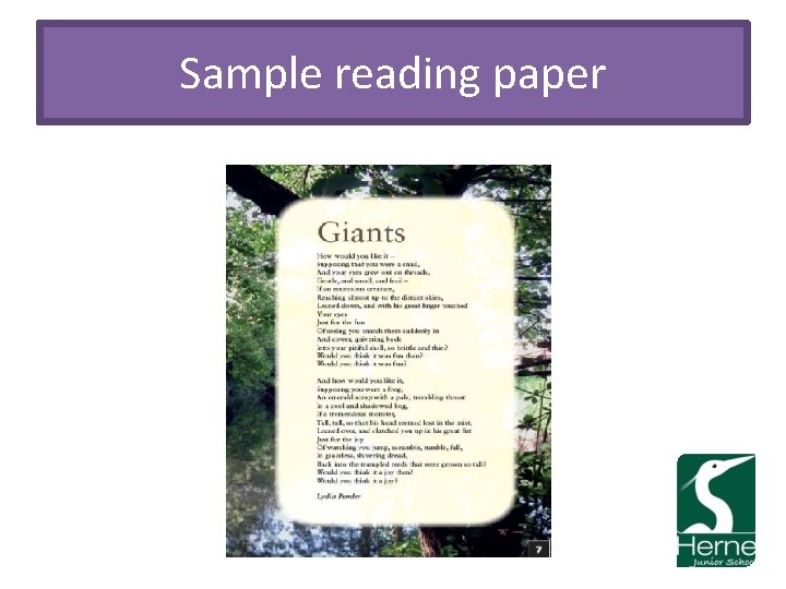 Sample reading paper 