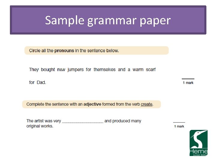 Sample grammar paper 
