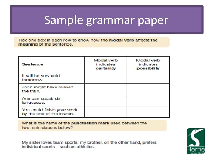 Sample grammar paper 