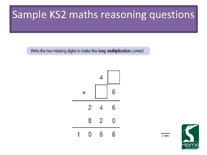 Sample KS 2 maths reasoning questions 