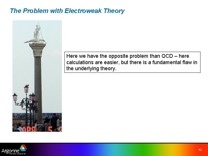 The Problem with Electroweak Theory Here we have the opposite problem than QCD –