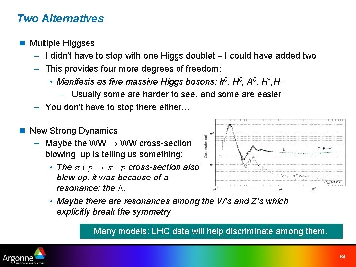 Two Alternatives n Multiple Higgses – I didn’t have to stop with one Higgs