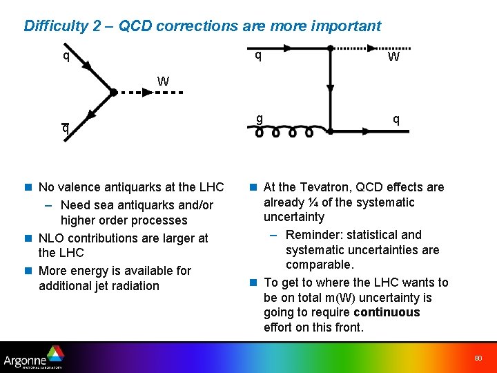 Difficulty 2 – QCD corrections are more important q q W g q W