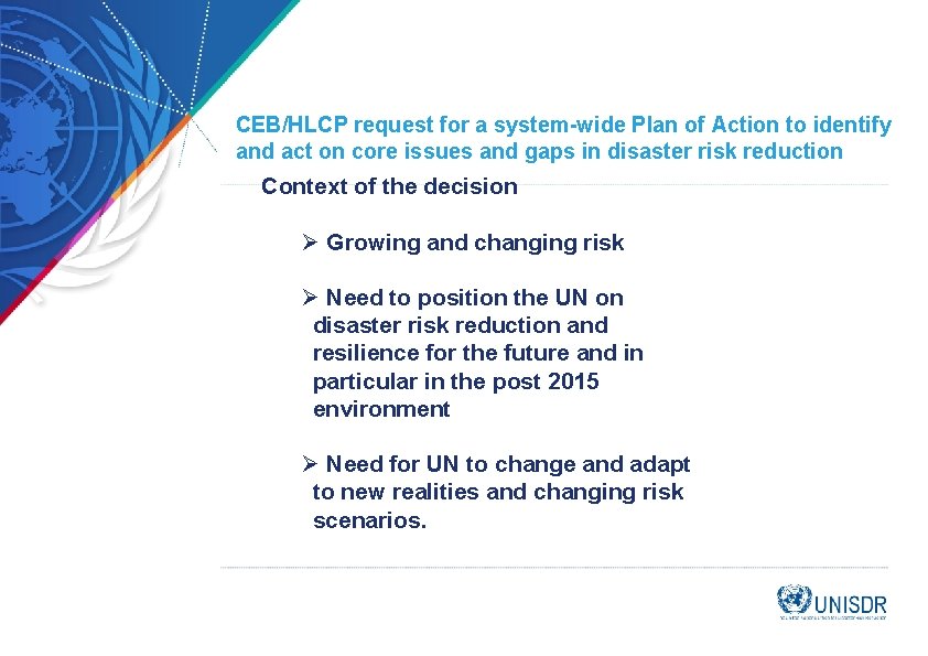 CEB/HLCP request for a system-wide Plan of Action to identify and act on core