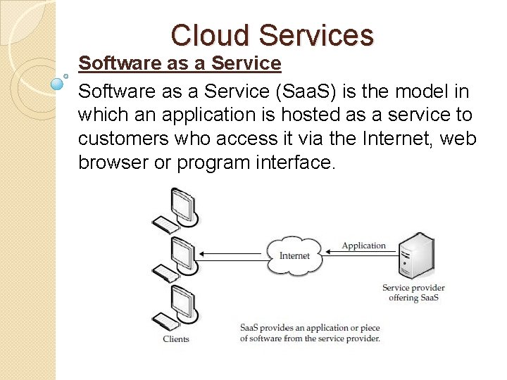 Cloud Services Software as a Service (Saa. S) is the model in which an