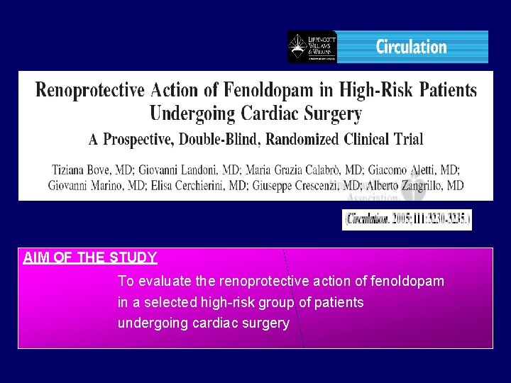 AIM OF THE STUDY To evaluate the renoprotective action of fenoldopam in a selected