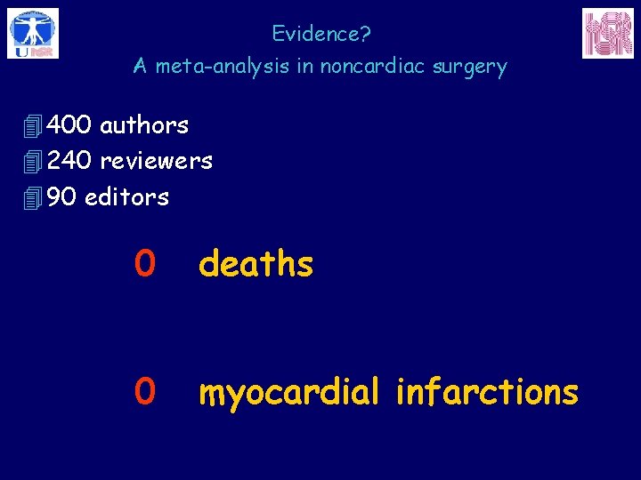 Evidence? A meta-analysis in noncardiac surgery 4 400 authors 4 240 reviewers 4 90