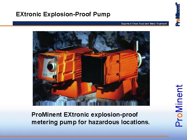 EXtronic Explosion-Proof Pump Pro. Minent EXtronic explosion-proof metering pump for hazardous locations. Pro. Minent