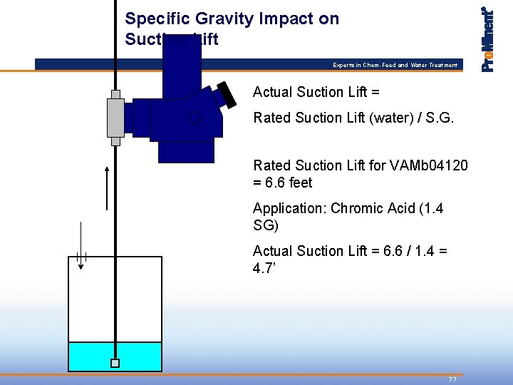 Specific Gravity Impact on Suction Lift Experts in Chem-Feed and Water Treatment Actual Suction
