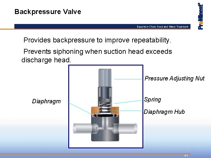Backpressure Valve Experts in Chem-Feed and Water Treatment Provides backpressure to improve repeatability. Prevents