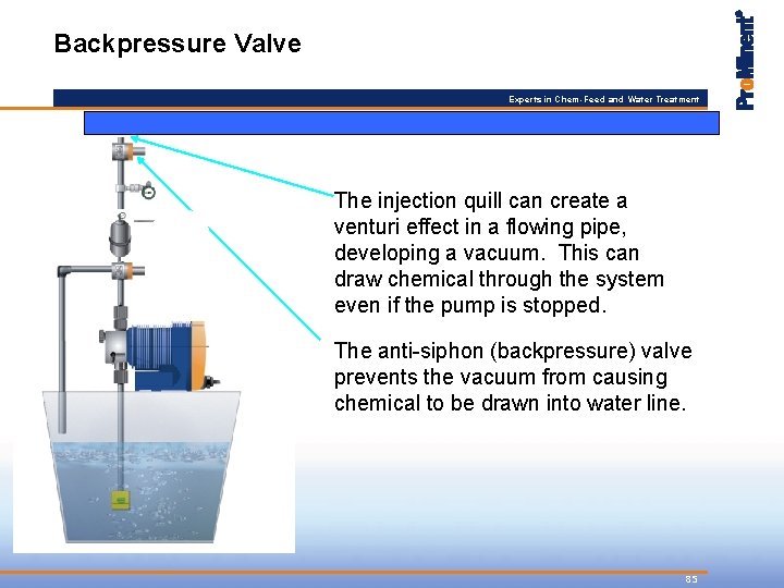 Backpressure Valve Experts in Chem-Feed and Water Treatment The injection quill can create a