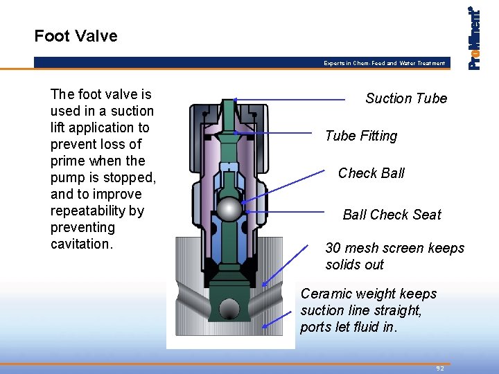 Foot Valve Experts in Chem-Feed and Water Treatment The foot valve is used in