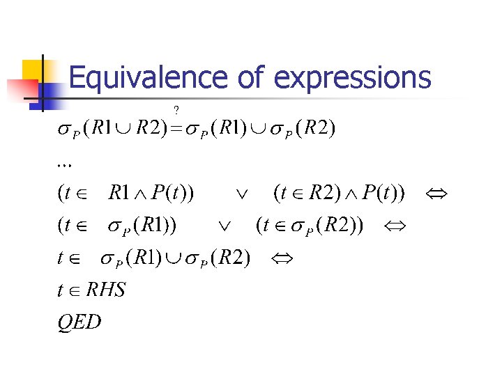 Equivalence of expressions 