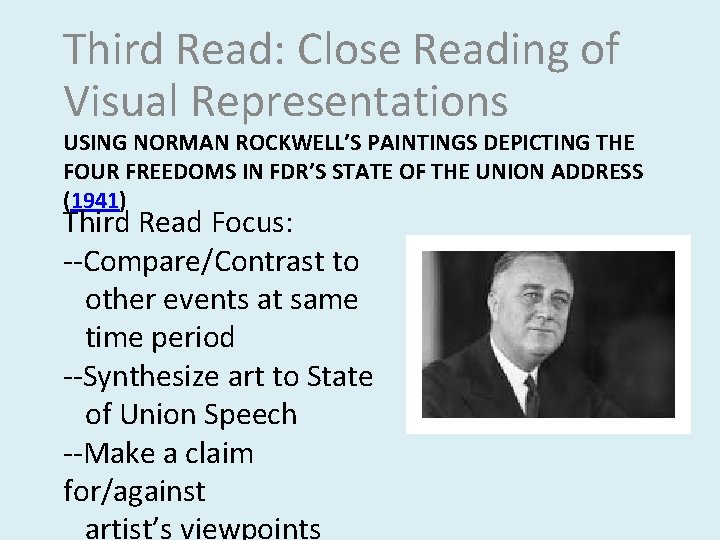 Third Read: Close Reading of Visual Representations USING NORMAN ROCKWELL’S PAINTINGS DEPICTING THE FOUR